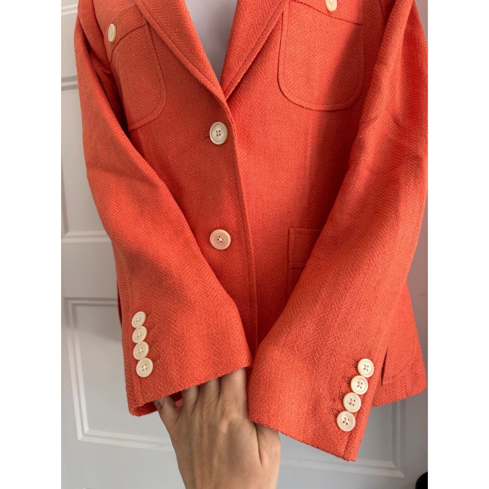 NWT Lauren Ralph Lauren Petite Linen Silk Blazer Peach Herringbone Jacket 12P - Picture 4 of 13